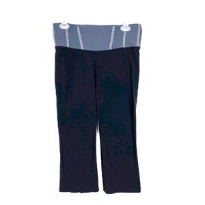 Lululemon Athletica Leggings Women 8 Black Tadasana Slit Crop Grey High Waist